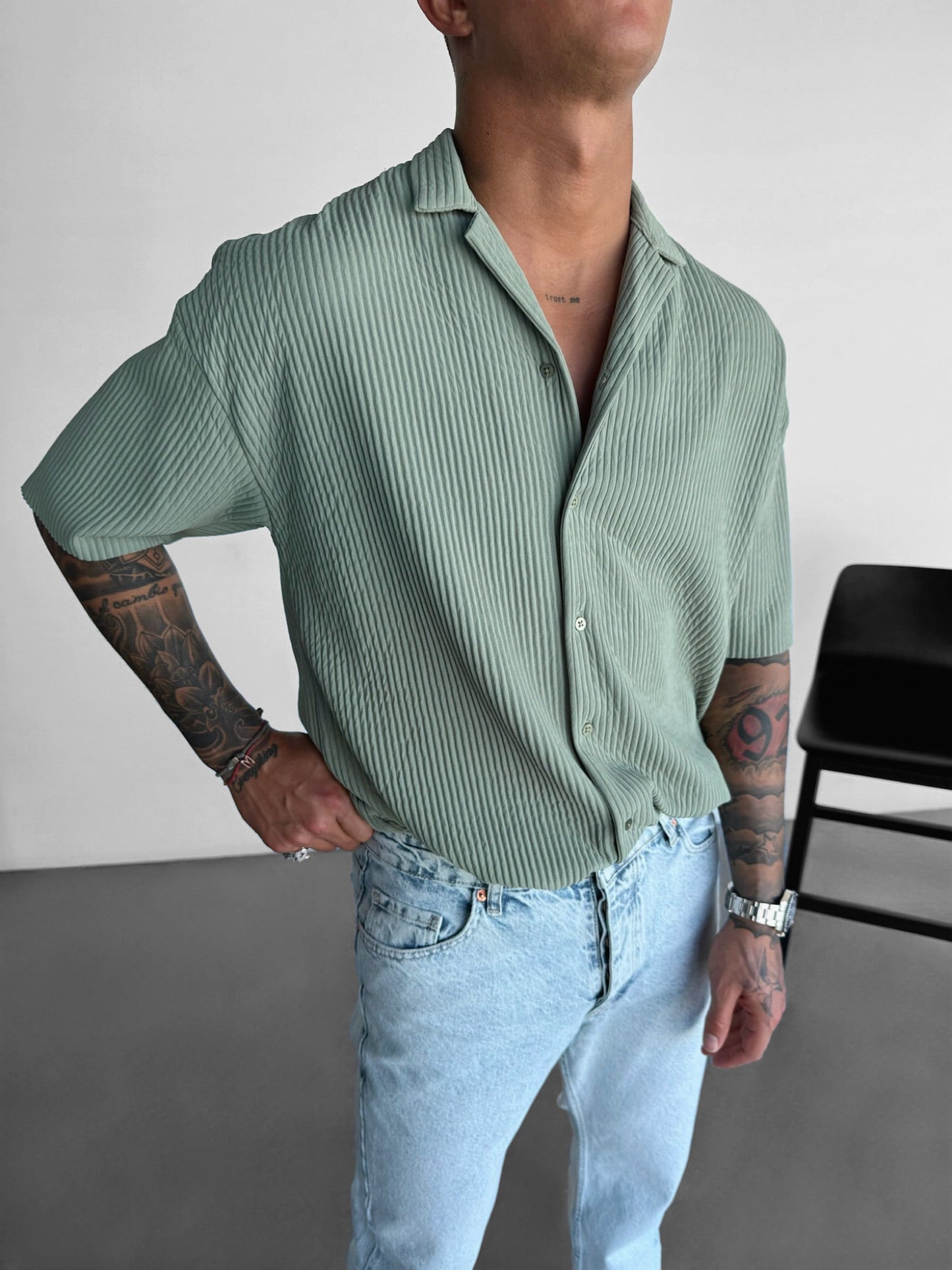 Oversize Ribbed Shirt - Green
