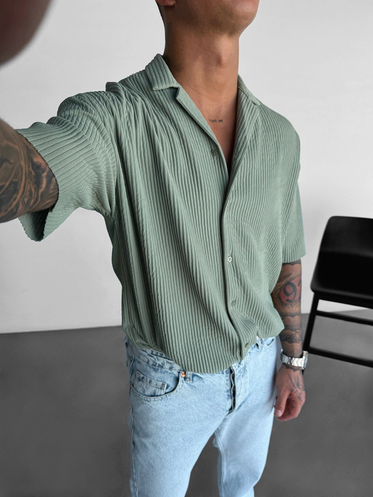 Oversize Ribbed Shirt - Green