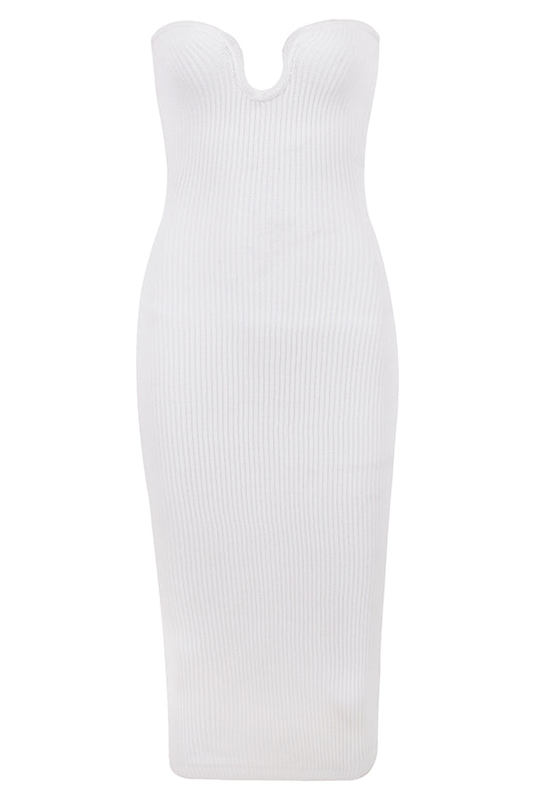 Lilah | Strapless geribde midi-jurk voor dames
