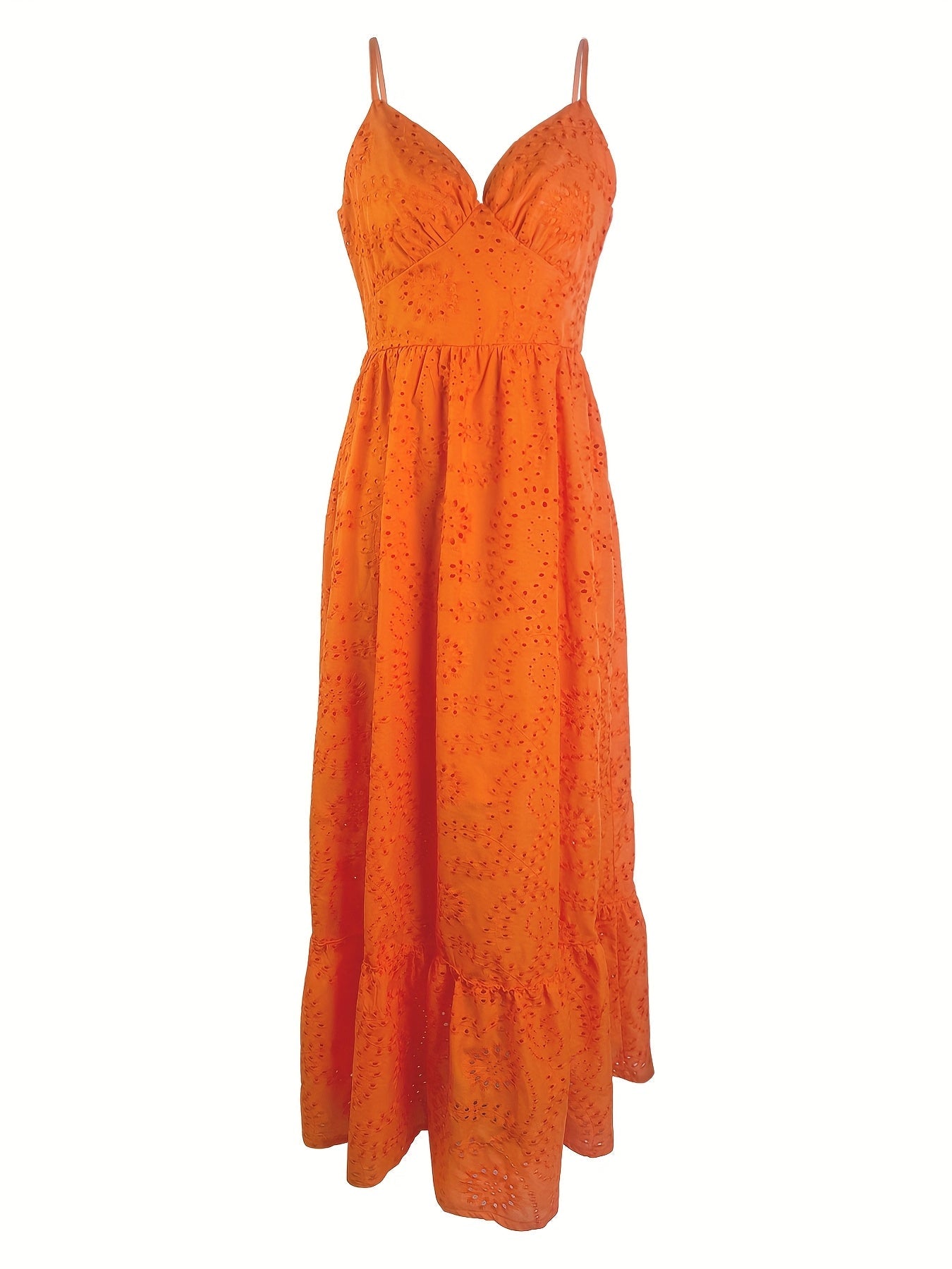 Lizza | Zomerse Maxi Jurk met Broderie en Elegante V-Hals