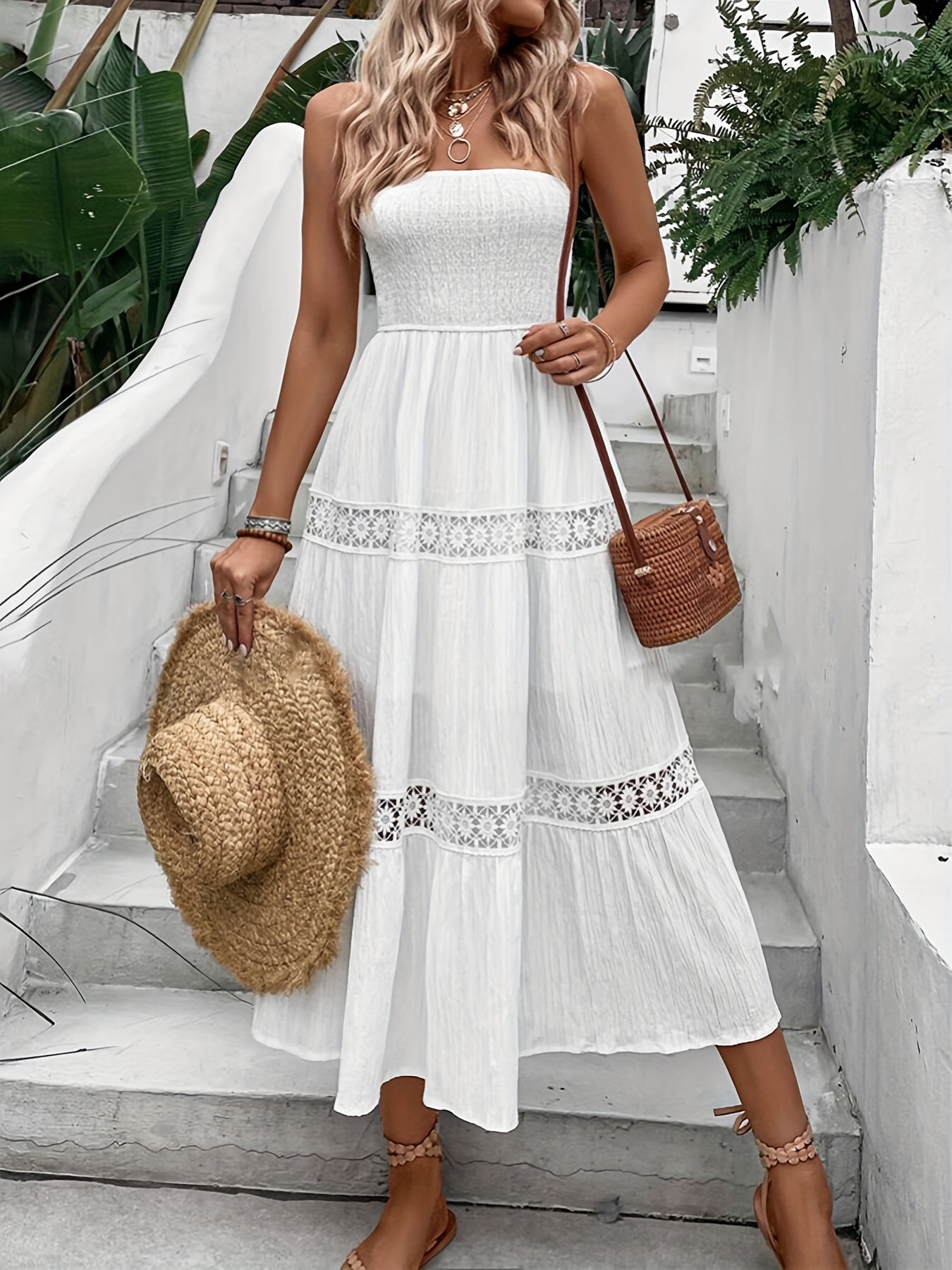 Marieke | Strapless Boho Maxi Jurk met Elegante Kantdetails