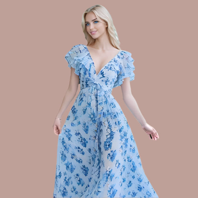 Marilyn | Elegante Maxi-Jurk Met Bloemenprint