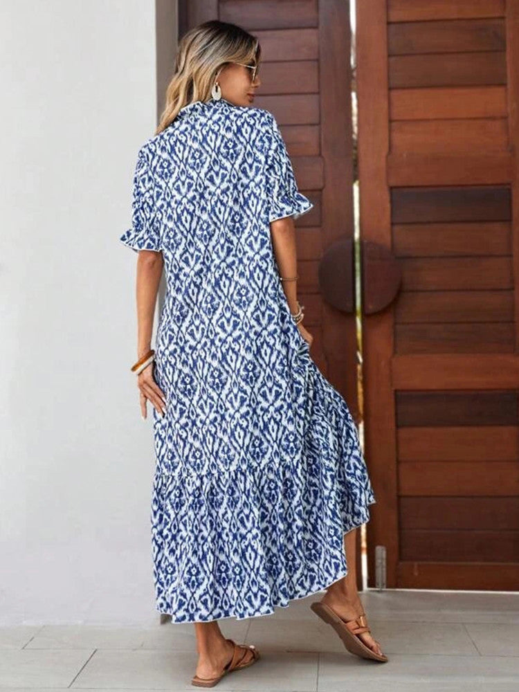 Marleen | Boho Maxi Jurk met V-Hals en Flowy Design