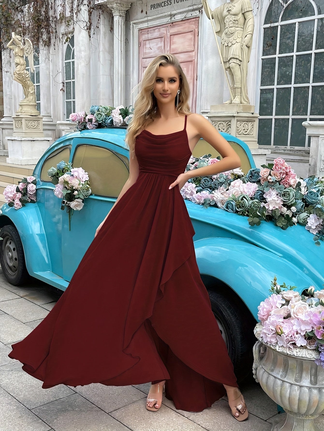 Megan | Elegante Lange Galajurk met Asymmetrische Rok