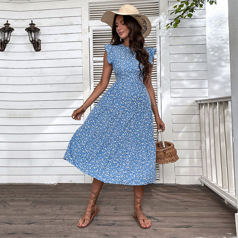 Nadine | Retro Stijl Mouwloze Midi Jurk met Bloemenprint