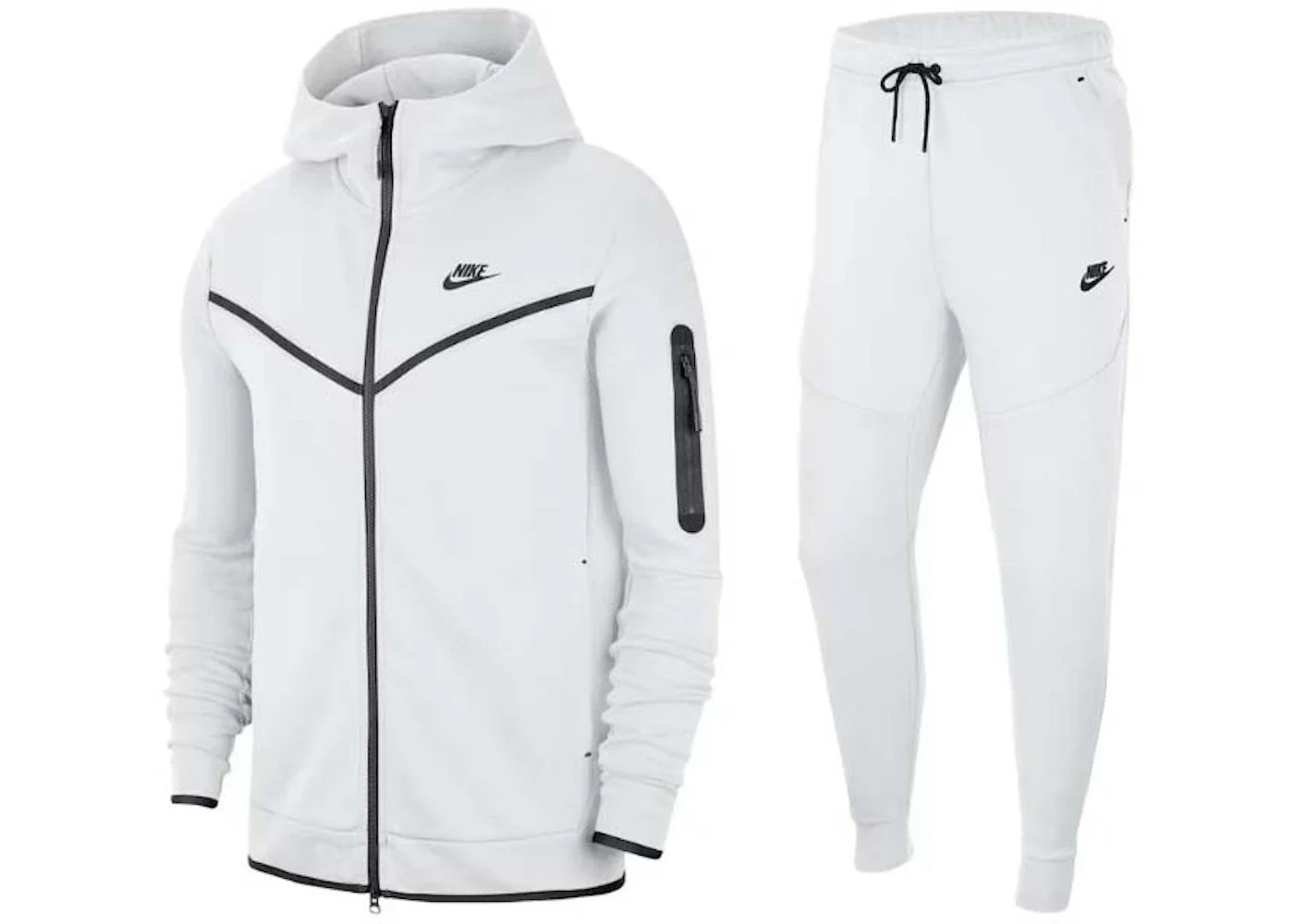 Nike Sportswear Tech Fleece Hoodie & Joggers Set White/Black | 1 + 1 Free