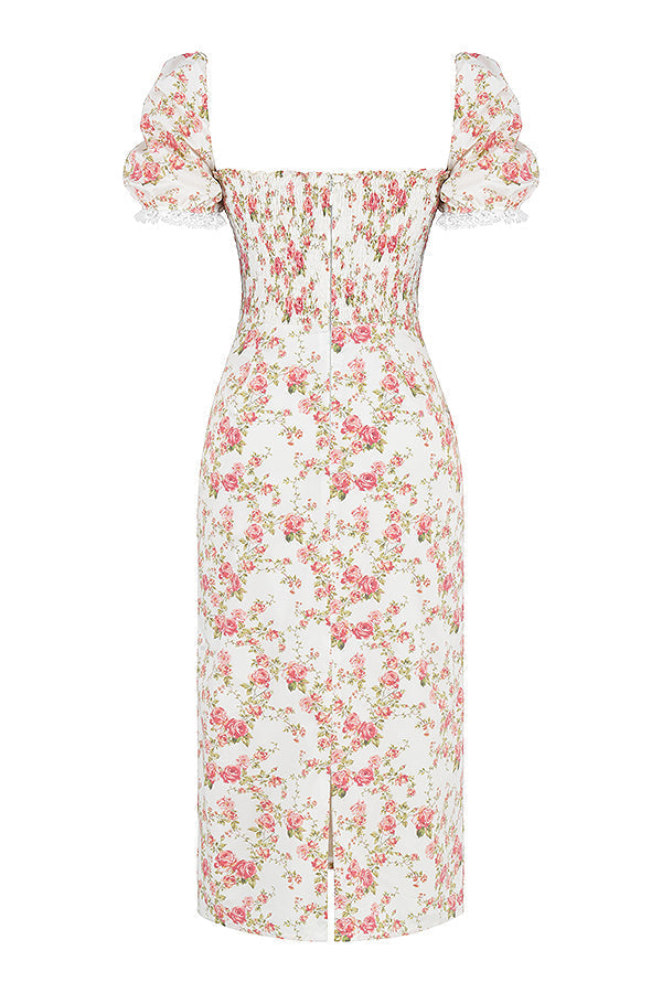 Piper | Elegante Gesmokte Midi-Jurk met Bloemendessin