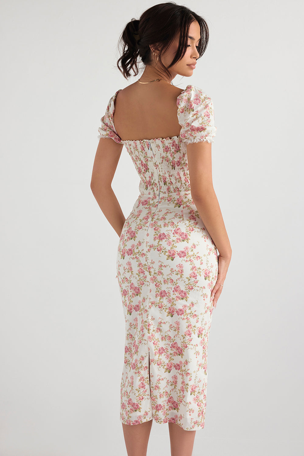 Piper | Elegante Gesmokte Midi-Jurk met Bloemendessin