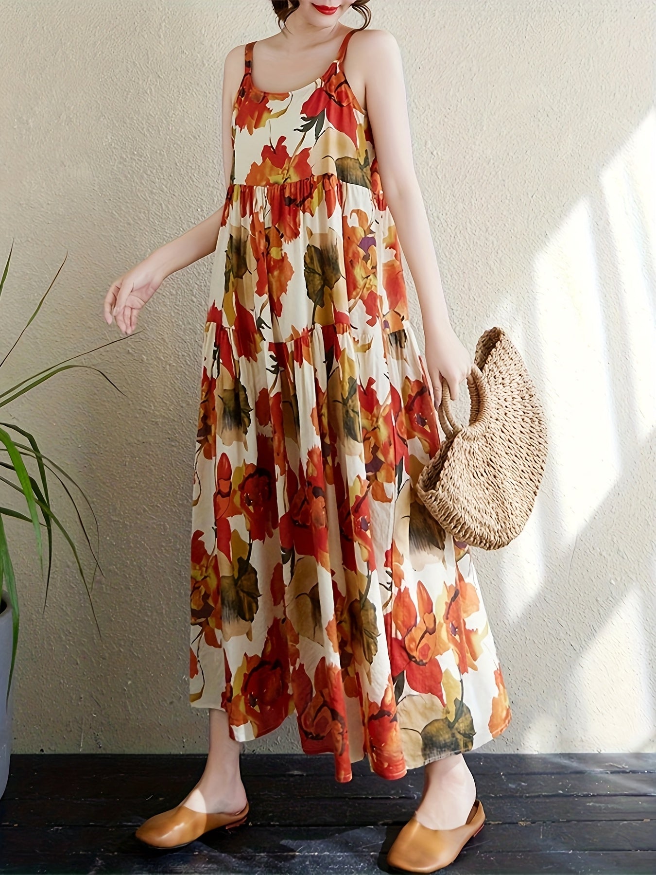 Sheryl | Zomerse Maxi Jurk met Bloemenprint en Spaghettibandjes