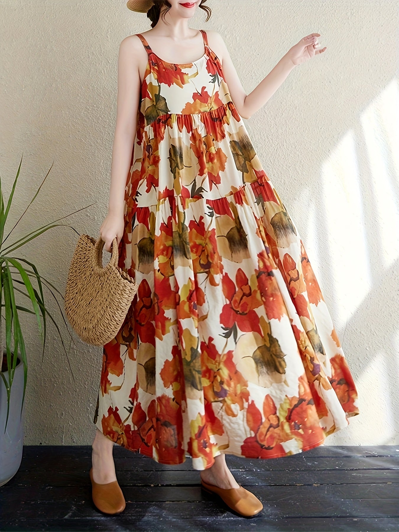 Sheryl | Zomerse Maxi Jurk met Bloemenprint en Spaghettibandjes