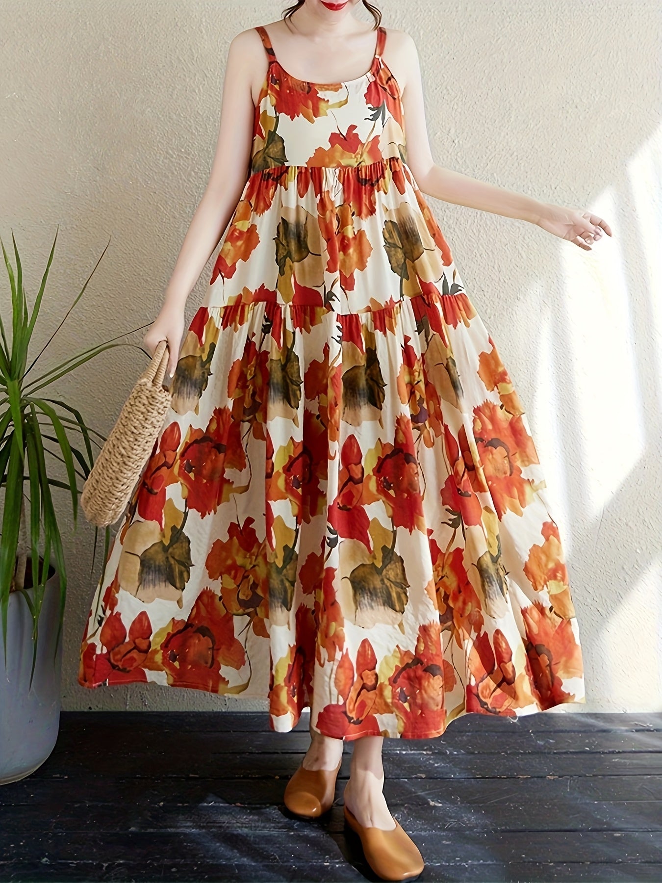 Sheryl | Zomerse Maxi Jurk met Bloemenprint en Spaghettibandjes