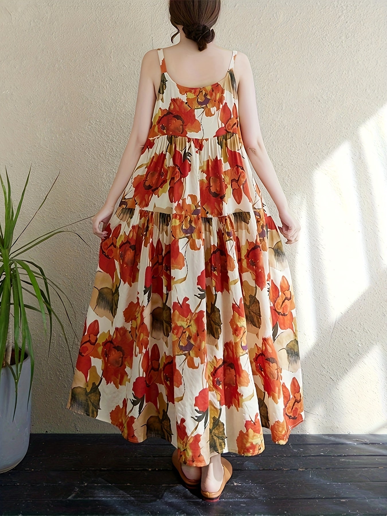 Sheryl | Zomerse Maxi Jurk met Bloemenprint en Spaghettibandjes