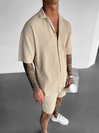 Oversize Ribbed Shirt - Beige