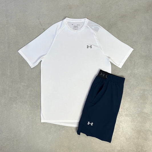 Under Armor Short Set White Navy