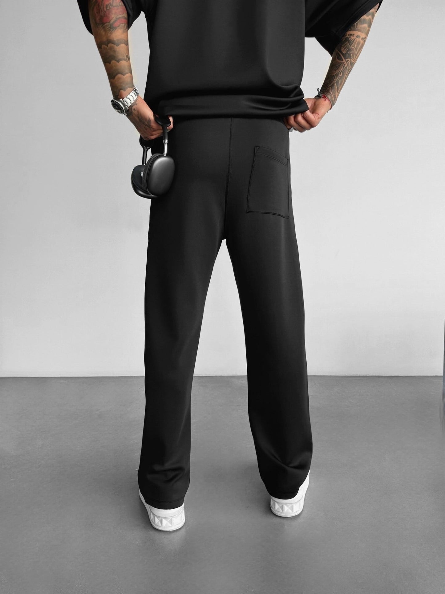 Loose Fit Diving Fabric Trousers - Black