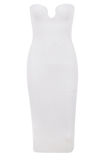 Lilah | Strapless geribde midi-jurk voor dames