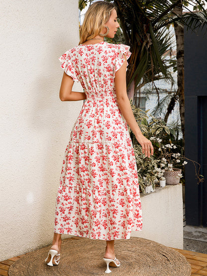 Louise | Elegante Bloemenjurk met Fladdermouwen