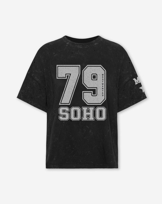 79 SOHO RHINESTONE OVERSIZED ACID TEE DONKERGRIJS
