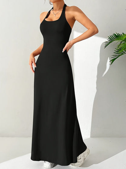 Mariel | Elegante Halter Maxi Jurk met Open Rug