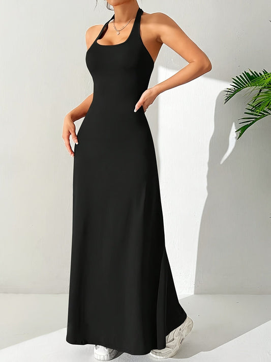 Mariel | Elegante Halter Maxi Jurk met Open Rug