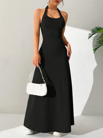 Mariel | Elegante Halter Maxi Jurk met Open Rug