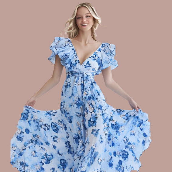 Marilyn | Elegante Maxi-Jurk Met Bloemenprint