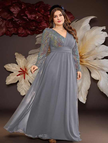Marjolein | Elegante Maxi Avondjurk met Lange Mouwen