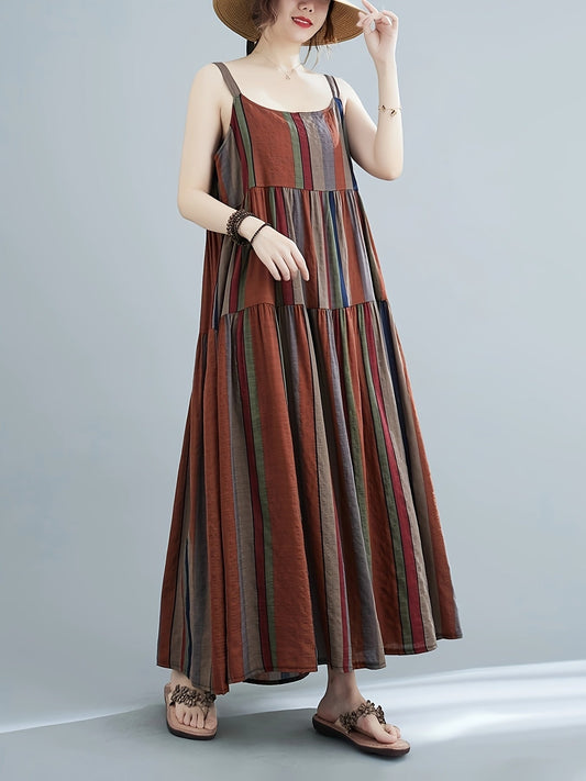Melissa | Gestreepte Maxi Jurk voor een Boho Zomerlook