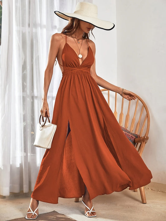 Mila | Elegant Maxi Jurk met Diepe V-Hals