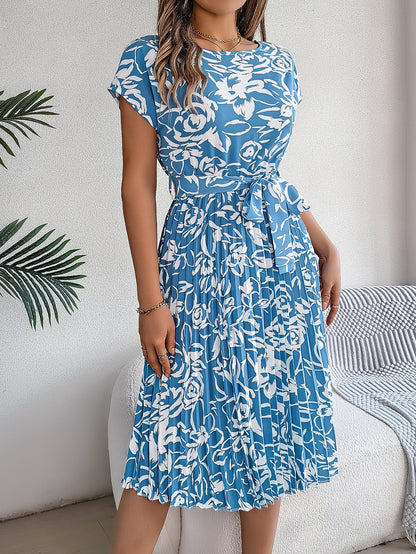 Monique | Elegante Bloemenjurk met Taille Ceintuur