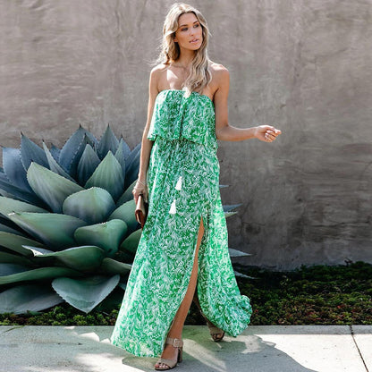 Nellie | Strapless Maxi Jurk met Boho Allure