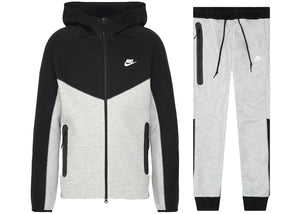 Nike Sportswear Tech Fleece Windrunner Full Zip Hoodie &amp; Joggers Set Dark Gray Heather/Black/White | 1 + 1 Free