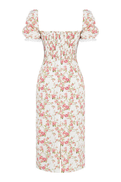 Piper | Elegante Gesmokte Midi-Jurk met Bloemendessin