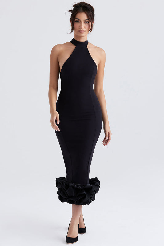 Remi | Elegante Midi Jurk met Ruffle Accenten voor Vrouwen