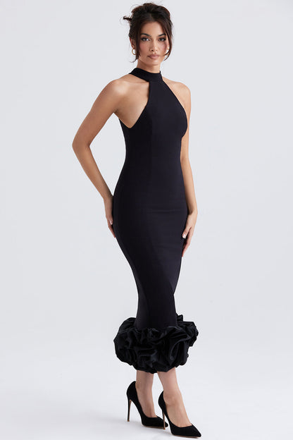 Remi | Elegante Midi Jurk met Ruffle Accenten voor Vrouwen