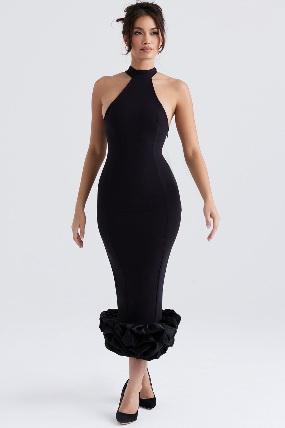 Remi | Elegante Midi Jurk met Ruffle Accenten voor Vrouwen