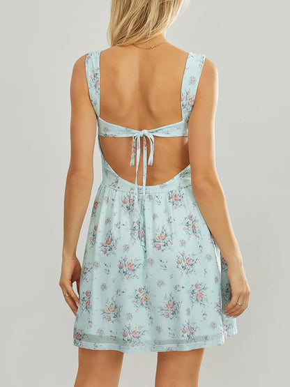 Serena | Romantische Bloemen Zomerjurk met Open Rug
